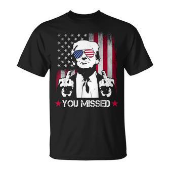 On Back You Missed Trump 2024 Us American Flag T-Shirt | Mazezy