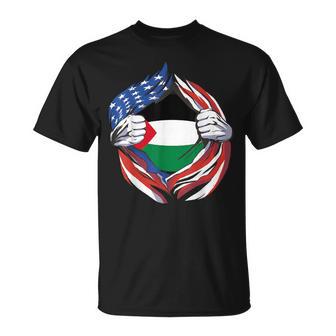 Bandera De Palestina Estadounidense Orgulloso De Mi Herencia Palestina Camiseta unisex - Regaloses