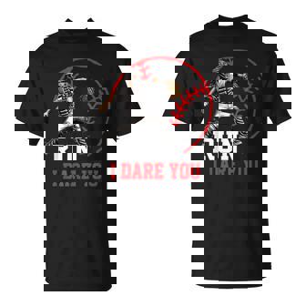 Baseball Catcher Run I Dare You Throwing Action T-Shirt - Monsterry