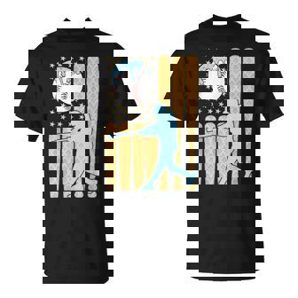 Baseball Drip Boys Batter Ice Cream American Flag T-Shirt - Monsterry