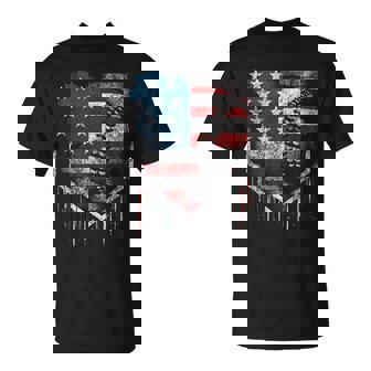 Baseball Dripping Retro American Flag T-Shirt - Monsterry