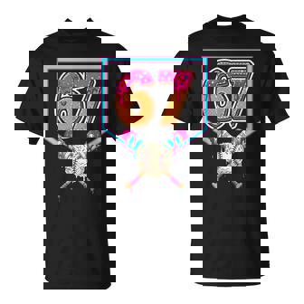 Baseball Ice Cream Drip Number 67 Player 67Th Birthday T-Shirt | Mazezy