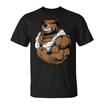 Bear Bodybuilder Muscular Body Gym Fitness Weightlifting T-Shirt - Thegiftio UK