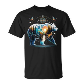 Bear Hiking Grizzly Bear Camping Camper T-Shirt | Mazezy