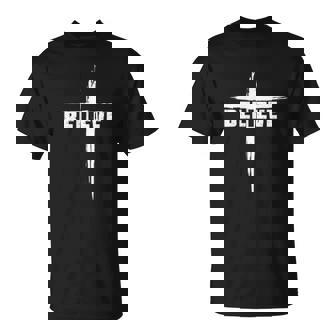 Believe Christian Cross For Christians Women T-Shirt | Mazezy