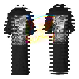 Bigfoot Riding Unicorn Bigfoot Unicorn Selfie Ufo T-Shirt | Mazezy