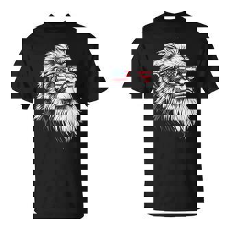 Bigfoot With Sunglasses Usa Flag T-Shirt - Monsterry