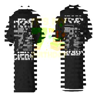 Birthday Boy 7 Years It's My 7Th Birthday Game Video Pixel T-Shirt | Mazezy