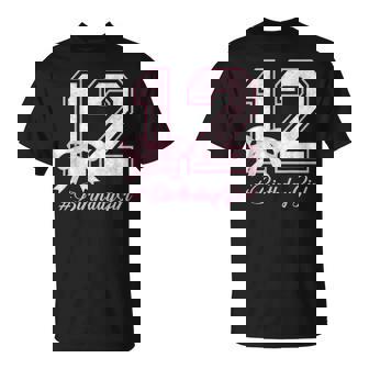 Birthday Girl 12Th Birthday Pink Floral Coquette Bow 12Yr T-Shirt | Seseable UK