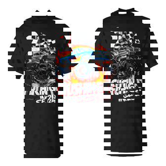 Birthday Monster Truck 2 Year Old Boys 2Nd Party Born 2024 T-Shirt - Monsterry
