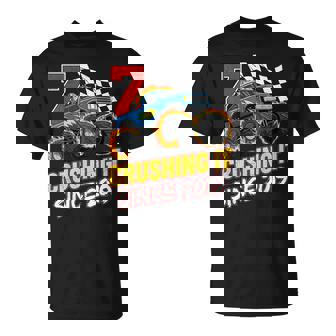 Birthday Monster Truck 7 Year Old Boys 7Th Party Born 2019 T-Shirt - Monsterry