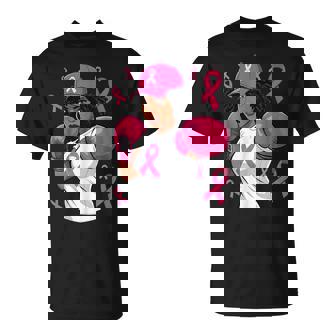 Black African American Breast Cancer Afro Pink Ribbon T-Shirt - Monsterry