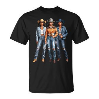 Black African American Cowgirl Western Country Texas Girls T-Shirt - Monsterry