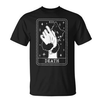 Black Cat Tarot Death Halloween Witchy Cat Lover Women T-Shirt - Monsterry