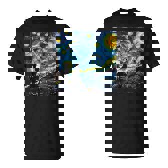 Black Cats Lover Starry Night Van Gogh T-Shirt - Thegiftio