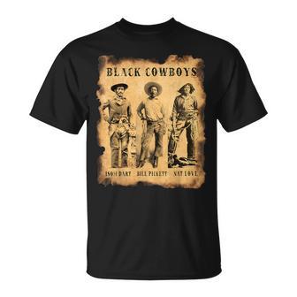 Black Cowboys Nat Love Bill Pickett Isom Dart Western T-Shirt - Monsterry