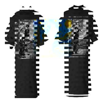 Black German Shepherd Starry Night Van Gogh Thanksgiving T-Shirt - Monsterry