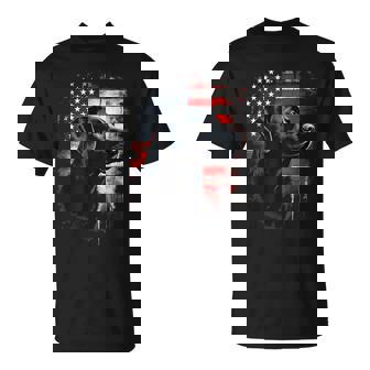 Black Lab Patriotic American Flag Black Labrador Lovers T-Shirt - Monsterry