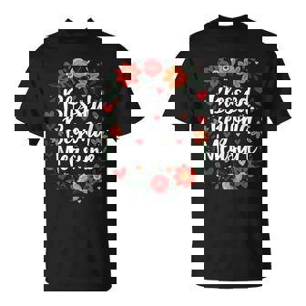 Blessed Beyond Measure Cute Floral Christian T-Shirt | Mazezy