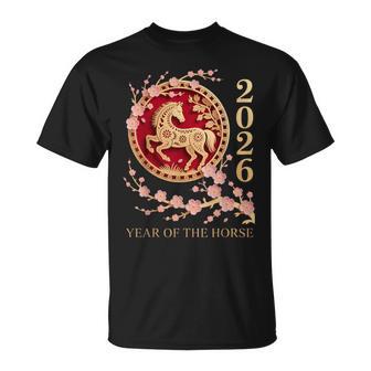 Blossom Tree Zodiac Chinese Lunar New Year Of The Horse 2026 T-Shirt - Monsterry