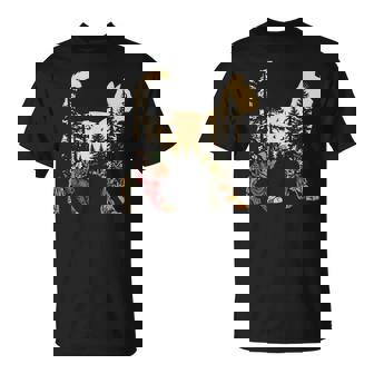 Boho Cat Plants Forest Nature Wildflower Hiking Camping T-Shirt | Seseable UK