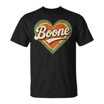 Boone Retro Vintage Heart Love Typography T-Shirt - Monsterry