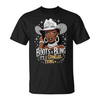 Boots And Bling It's Cowgirl Thing Western Country Melanin T-Shirt - Monsterry