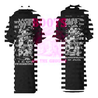 Boots On The Ground Cowgirl Western Breast Cancer Awareness T-Shirt - Monsterry