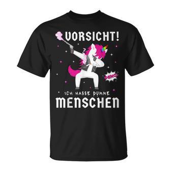 Böses Einhornarkasmus & Ironie Ich Hasse Dumme Menschen T-Shirt - Geschenkecke