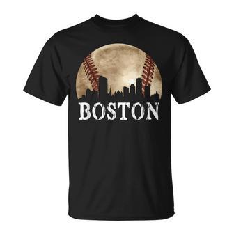 Boston Skyline City Vintage Baseball Lover T-Shirt - Thegiftio UK