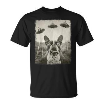 Boston Terrier Dog Ufo Alien Extraterrestrial Selfie T-Shirt - Thegiftio UK