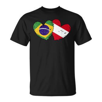 Brasil Austria Corazón Bandera Brasileña Austriaca Amistad Camiseta unisex - Regaloses