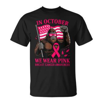 Breast Cancer Bigfoot Halloween In October We Wear Pink T-Shirt - Thegiftio UK