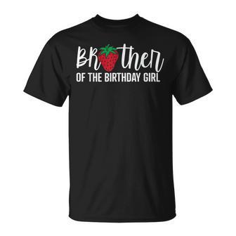 Brother Of The Birthday Girl Strawberry Bday Party Theme T-Shirt - Thegiftio UK