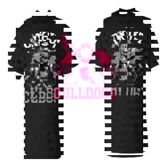 Bulldog Pink Out Football Tackle Breast Cancer Awareness T-Shirt - Monsterry