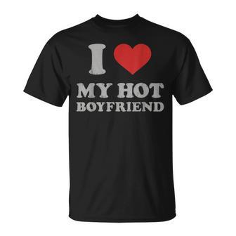Camicia Angosciata I Heart My Hot Boyfriend I Love My Bf Maglietta - Novitaregali