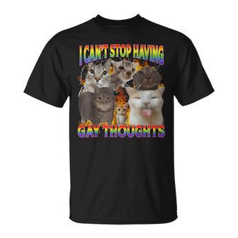 Can't Stop Having Gay Thoughts Cat Meme Bootleg T-Shirt - Thegiftio UK