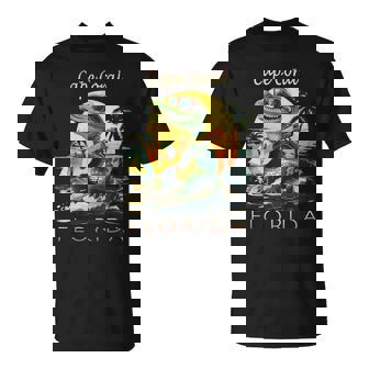 Cape Coral Florida Vacation Cute Alligator Sunset Souvenir T-Shirt - Thegiftio