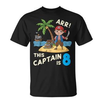 This Captain Is 8 Arr Pirate 8° Compleanno Ragazzi E Bambini Maglietta - Novitaregali