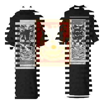 Cat Eating Ramen Noodle Anime Retro Japanese T-Shirt | Mazezy