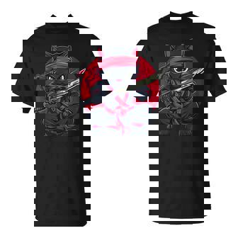 Cat Ninja Samurai Japan Japanese Flag Kawaii Graphic T-Shirt - Monsterry