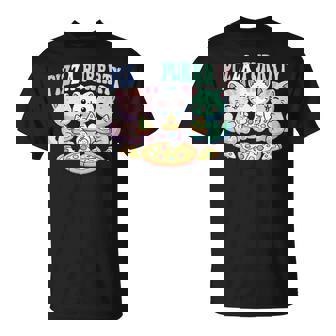 Cat Pizza Cute Kawaii Cats Eating Pizza Purrrrty Fun Pastel T-Shirt - Monsterry