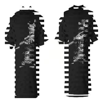 Cat Playing Flute For Cat Lover Cat Mom Cat Dad T-Shirt | Mazezy