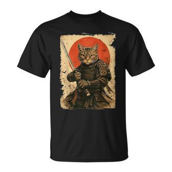 Cat Samurai Vintage Japanese Warrior T-Shirt - Thegiftio UK