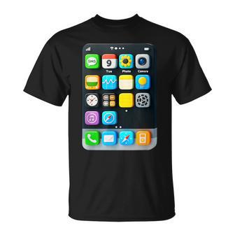 Cell Phone Screen Smartphone Mobile App Halloween Costume T-Shirt - Monsterry
