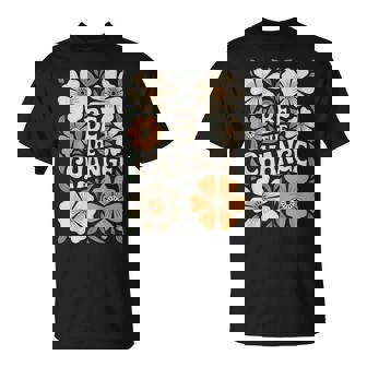 Be The Change Motivational Quote Floral Boho T-Shirt - Thegiftio