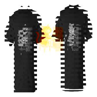 Chat Jouant Du Piano Drôle Dessin Animé Orange Tigré Pianiste Humour T-Shirt - Cadeauxyz