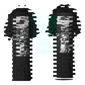 Chatelfie Extraterrestre Ovni Humour Drole Chat T-Shirt - Cadeauxyz