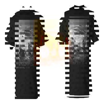 Chicken Selfie With Ufos Aliens Graphic T-Shirt - Monsterry