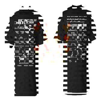 Chickens Of The World Farm Animal Lover Educational Chicken T-Shirt - Monsterry